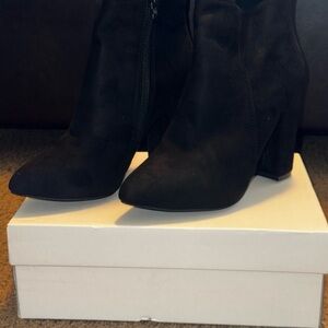 SHEIN Black Heeled Boots Sleek Suede Design